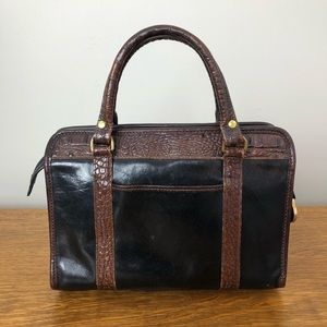 Vintage Brahmin | Black Brown Croc Doctor Bag